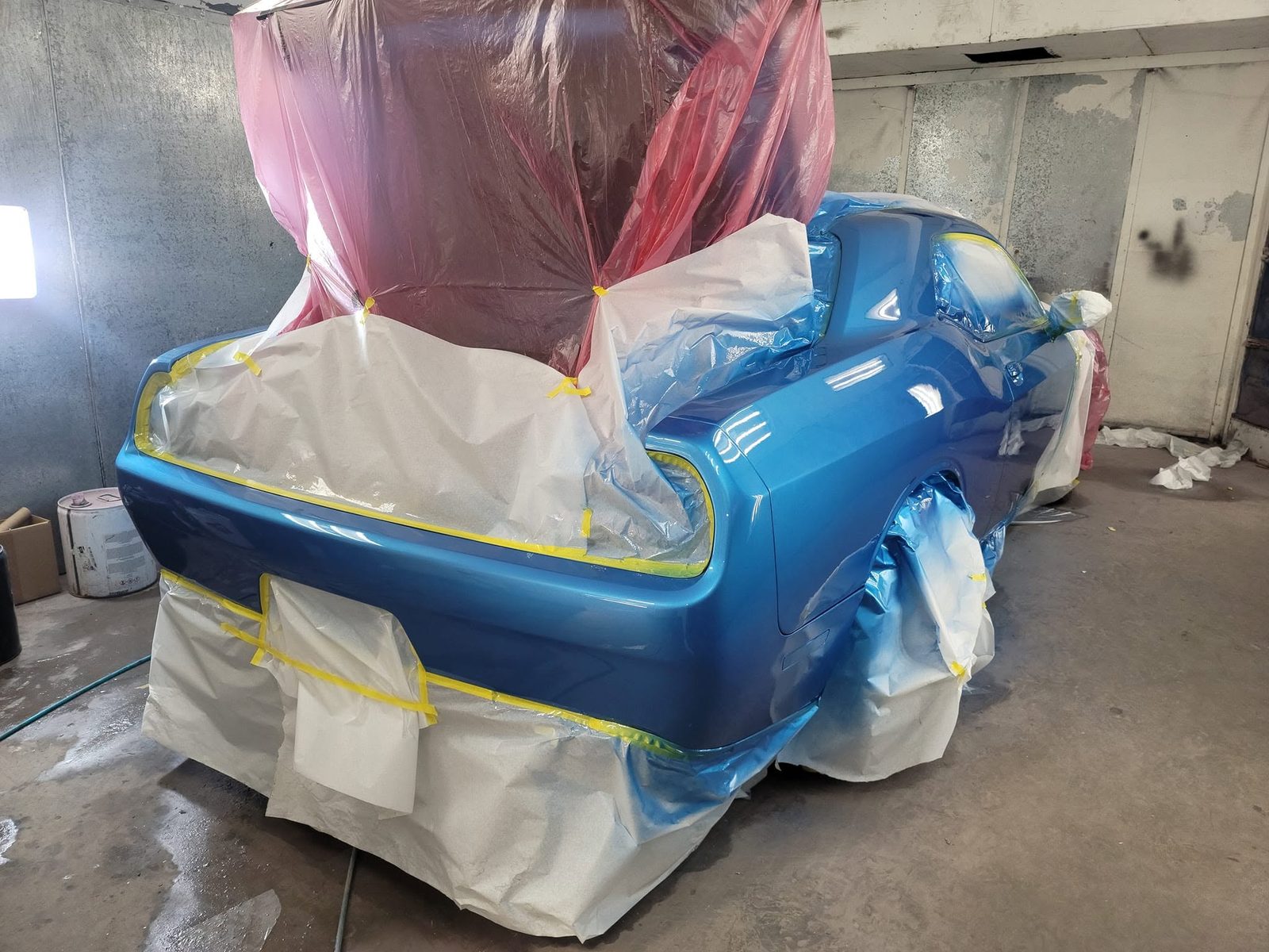 Dodge Challenger refinished in blue at Vargas Body Shop, Little Rock